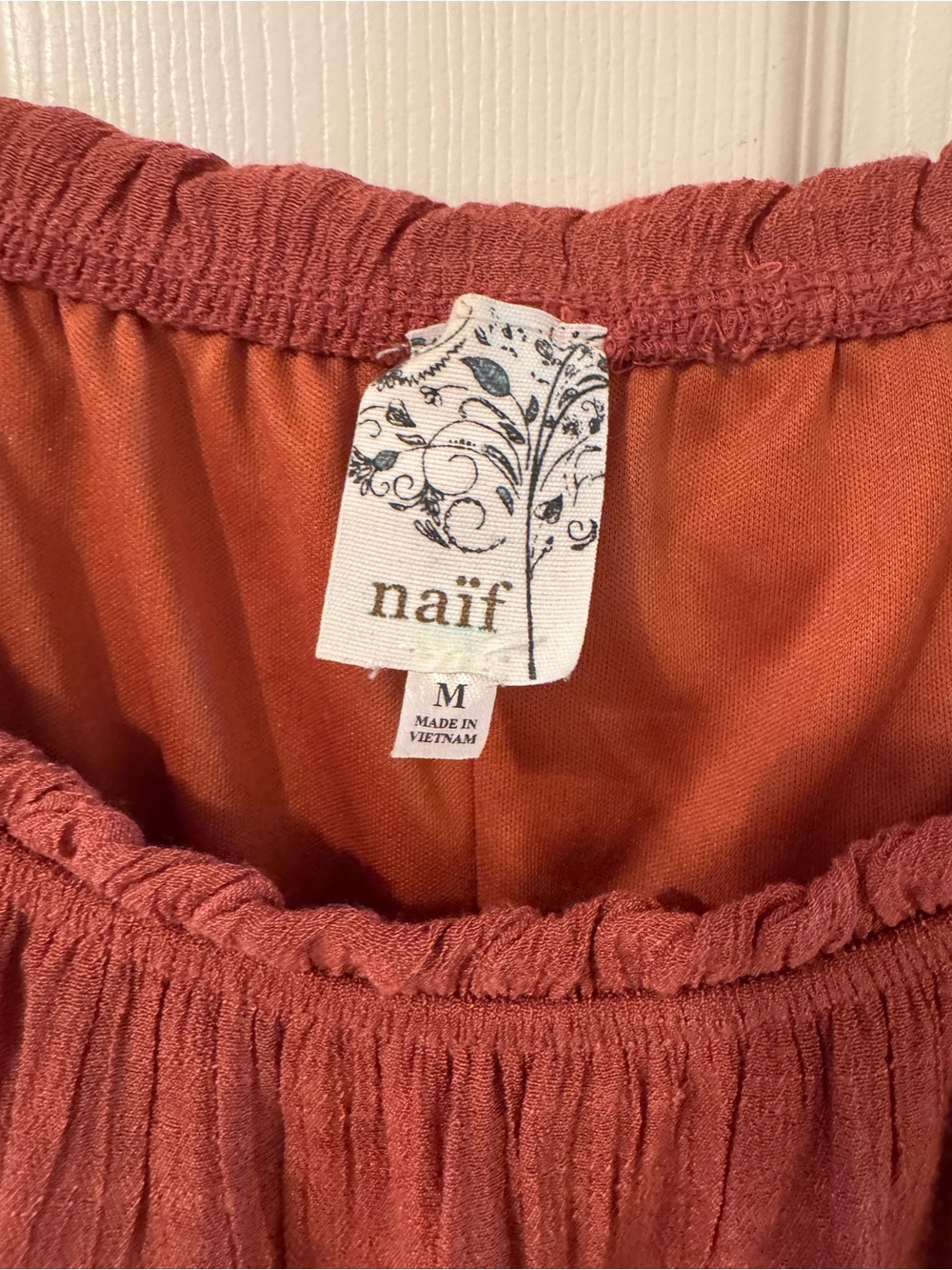 NAIF Rust Red Boho Peasant Dress - Picture 2 of 3